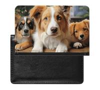 Housse de passeport en polyuréthane, unisexe, motif chiens mignons, 14 x 9 cm, Animaux mignons, 5.8*3.9 IN