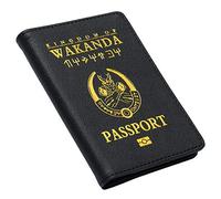 Housse de passeport Kingdom of Wakanda en similicuir avec plusieurs emplacements pour cartes et tickets Motif panthère noire, F, Taille unique,