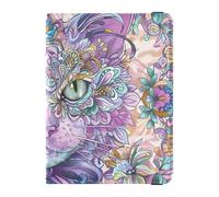 Housse de passeport personnalisable en cuir avec motif floral violet et chat - Étui de protection pour vaccins - Accessoires ultra fins, Style bohème fleur chat violet, 1 size
