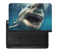 Housse de passeport, porte-passeport de voyage imprimé bouche de requin, support de passeport en polyuréthane, porte-passeport unisexe, bouche de requin, 14 x 9 cm, Bouche de requin, 5.8*3.9 IN