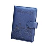 Housse de passeport raffinée : porte-passeport en cuir synthétique de qualité supérieure avec blocage RFID - Portefeuille de voyage essentiel pour homme et femme, GLB Bleu, Porte-passeport et étui de