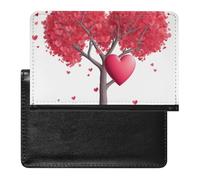 Housse de passeport romantique avec motif cœurs et feuilles d'arbre - Protection RFID - Porte-carte d'identité sécurisé pour passeport, tickets, cartes de crédit, style, taille unique, Style :, Taille