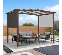 Housse de pergola universelle imperméable 5,4 x 2,5 m Noir Design incurvé avec 4 sangles d'arrimage pour protection extérieure, pare-soleil et résistance aux intempéries