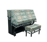 Housse de piano avec ensemble de housses de banc, housses décoratives en tissu anti-poussière for piano droit standard, vert(Piano cover+single bench)