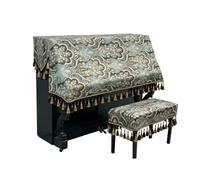 Housse de piano avec ensemble de housses de banc, housses décoratives en tissu anti-poussière for piano droit standard, marron(Piano cover)