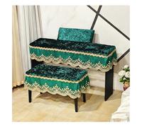 Housse de Piano Droit Comprenant une Housse de Banc et une Housse de Pupitre, une Housse Clavier en Velours Luxueux avec Broderies Do(Size:Housse piano + housse pupitre + tabouret simple,Color:vert)
