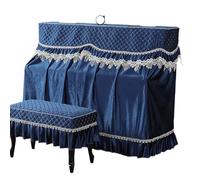 Housse de piano simple en dentelle couleur unie, couverture complète, décoration pour Piano Vertical(2-blue,Two)