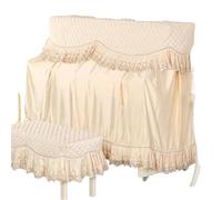 Housse de piano simple en dentelle couleur unie, couverture complète, décoration pour Piano Vertical(3-light yellow,Two)