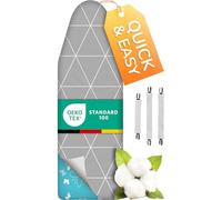 Housse de Planche à Repasser Turbo Super Douce 5 Couches 130 x 45 cm, fabriquée en Allemagne, Rembourrage en Coton Öko-Tex, Plus Rapide avec réflexion Thermique, 5 Tailles, EasyFit + tendeur, Surface