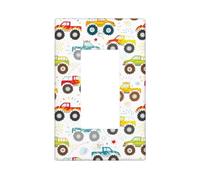 Housse de plaque murale motif Monster Trucks de dessin animé, plaques murales 1 gang de taille moyenne 12,7 x 7,6 cm, couvercle décoratif pour interrupteur d'éclairage, couvercle de sortie, en
