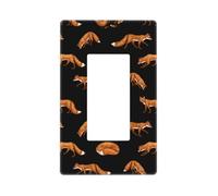Housse de plaque murale noire à motif renard, plaques murales sans vis, taille standard, 11,7 x 7,1 cm, cache-prise pour interrupteur décoratif, en polycarbonate thermoplastique