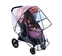 Housse de Pluie pour Poussette Bébé en EVA Transparent Parapluie Poussette Respirante avec Trois Fenêtres Habillage Pluie Protection Contre Poussière, Vent et Neige, Convenant Toutes Poussettes Bébé