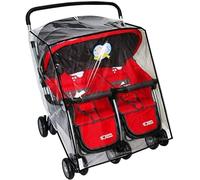 Housse de Pluie pour Poussette Double Imperméable Universel Habillage Pluie pour Poussette Jumeaux en EVA Transparent Protège Pluie et Vent pour Landau Pare-Pluie pour Poussette Tandem/Côté à Côté