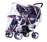 Housse de Pluie pour Poussette Double Imperméable Universel Habillage Pluie pour Poussette Jumeaux en EVA Transparent Protège Pluie et Vent pour Landau Pare-Pluie pour Poussette Tandem/Côté à Côté