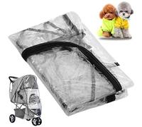 Housse de pluie pour poussette pour chien/chat, transparente, imperméable, en PU, anti-poussière, large, compatible avec les accessoires de poussette