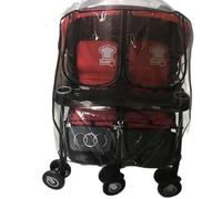 Housse de pluie pour poussettes jumelles pour une fixation rapide offrant une ventilation pour le confort de bébé et une visibilité claire - Housse de pluie pour double contrôleur