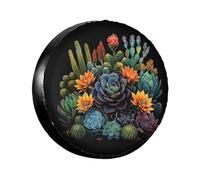 Housse De Pneu Cactus Et Plantes Succulentes Housses De Protection pour Pneus Poussière Protection Durable Housse De Roue De Secours pour Véhicule SUV 17 inch