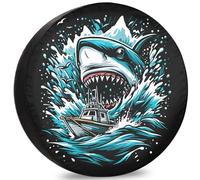 Housse De Pneu De Rechange Requin en Colère Housses De Protection Neige Imperméables Couvre-Roues Secours pour Remorque Auto Camion,76-79cm