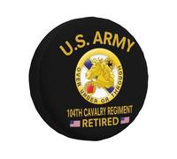 Housse De Pneu De Secours 104E Régiment De Cavalerie Américain À La Retraite Universel Housse De Pneu Imprimé Anti-Poussière Souple Étui Protecteur, pour De Nombreux Véhicules, SUV, Camion, 14in