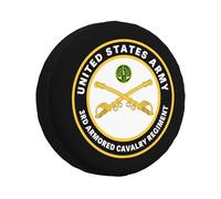 Housse De Pneu De Secours 3E Régiment De Cavalerie Blindée des États-Unis Pneu De Rechange Coque Anti-Poussière Imprimé Souple Étui Protecteur, pour Les Pneus, Camping-Car, 15in