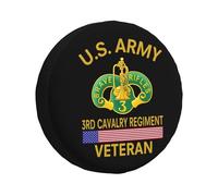 Housse De Pneu De Secours 3E Régiment De Cavalerie des États-Unis, Vétéran Couverture De Pneu Personnalisée Anti-Poussière Souple Étui Protecteur, pour Remorque, Camion, Les Pneus, 15in