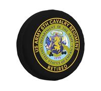 Housse De Pneu De Secours 6E Régiment De Cavalerie Américain À La Retraite Couverture De Pneu Imprimé Portative Souple Étui Protecteur, pour Camping-Car, Camion, Voiture Accessoire, 14in