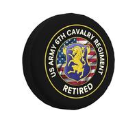 Housse De Pneu De Secours 6E Régiment De Cavalerie Américain À La Retraite Sacs De Stockage De Pneu Personnalisée Imprimé Auto Pneus Sacs, pour Camping-Car, De Nombreux Véhicules, Remorque, 17in