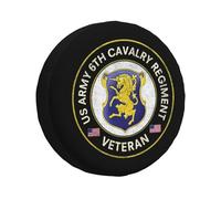 Housse De Pneu De Secours 6E Régiment De Cavalerie Américain Vintage, Vétéran Couverture De Pneu Imprimé Portative Souple Étui Protecteur, pour Camping-Car, Remorque, De Nombreux Véhicules, 14in