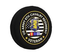 Housse De Pneu De Secours 6E Régiment De Cavalerie des États-Unis, Vétéran De La Guerre De Corée Couverture De Pneu Imprimé Souple Étui Protecteur, pour Voiture, SUV, Voiture Accessoire, 16in