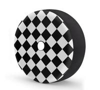 Housse de pneu de secours à carreaux noirs et blancs avec trou de caméra de recul - Housse de pneu imperméable pour remorque, VUS, camion et de nombreux véhicules de 43,2 cm