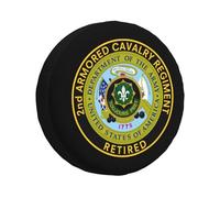 Housse De Pneu De Secours Ancien Combattant du 2E Régiment De Cavalerie Blindée À La Retraite Pneu De Rechange Coque Anti-Poussière Souple Étui Protecteur, pour De Nombreux Véhicules, SUV, 17in