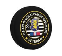 Housse De Pneu De Secours Ancien Combattant du 6E Régiment De Cavalerie Couverture De Pneu Imprimé Portative Couvre-Roues, pour De Nombreux Véhicules, Camping-Car, Les Pneus, 16in