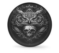 Housse De Pneu De Secours Animal Chouette Crâne Universel Housse De Pneu Personnalisée Imprimé Auto Pneus Sacs, pour Remorque, SUV, Camion, 16in