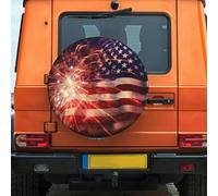 Housse de pneu de secours avec drapeau américain de 35,6 cm, résistante aux intempéries et à la poussière, ajustement universel pour camping-car, remorque, VUS, camion, camping-car