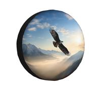 Housse de pneu de secours avec imprimé aigle et montagnes - Housses de roue imperméables pour remorque, SUV, camion
