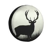Housse de pneu de secours avec imprimé silhouette de cerf sauvage - Housses de roue amusantes et imperméables - Pour remorque, SUV, camion, camping-car