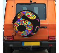 Housse de pneu de secours avec motifs culturels colorés - 40,6 cm - Résistante aux intempéries et à la poussière - Ajustement universel pour camping-car, remorque, VUS, camion, camping-car