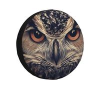 Housse de pneu de secours avec vue élargie sur le visage d'une chouette, housse de pneu étanche et anti-poussière universelle pour remorque, camping-car, SUV, camion, camping-car, 38,1 cm