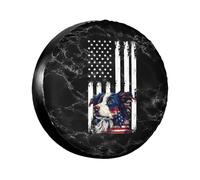 Housse De Pneu De Secours Chien De Berger des Shetland Drapeau Américain Pneu De Rechange Coque Imprimé Souple Étui Protecteur, pour Camping-Car, Camion, De Nombreux Véhicules, 14in