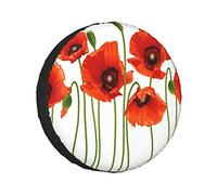 Housse de Pneu de Secours Coquelicots de la Saison du Printemps Fleurs pastorales Botanique Bouquet Champ Nature Thème Art Protecteurs de Roue Résistant aux intempéries Housses de Roue Ajustement Un