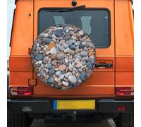 Housse de pneu de secours de 43,2 cm résistante aux intempéries et à la poussière - Galets colorés - Ajustement universel pour camping-car, remorque, VUS, camion, camping-car