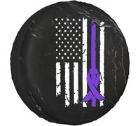Housse De Pneu De Secours Drapeau De Sensibilisation Au Cancer D'Alzheimer Sacs De Stockage De Pneu Anti-Poussière Souple Étui Protecteur, pour Voiture, Voiture Accessoire, SUV, 15in
