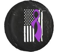 Housse De Pneu De Secours Drapeau De Sensibilisation Au Cancer Et À L'Épilepsie Sacs De Stockage De Pneu Portative Imprimé Souple Étui Protecteur, pour Camping-Car, Camion, Les Pneus, 17in