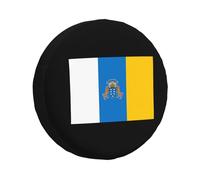 Housse De Pneu De Secours Drapeau des Îles Canaries Sacs De Stockage De Pneu Anti-Poussière Portative Auto Pneus Sacs, pour Voiture Accessoire, SUV, Camping-Car, 16in