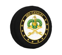 Housse De Pneu De Secours Écusson du 3E Régiment De Cavalerie Pneu De Rechange Coque Portative Imprimé Couvre-Roues, pour Voiture Accessoire, Les Pneus, Camion, 17in