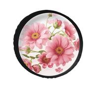Housse de pneu de secours en cuir PVC à fleurs roses - Résistante à la poussière et à l'eau - Pour Jeep de 86,4 cm de diamètre - Pour camping-car, remorque, camion, SUV - Diamètre : 71,1 à 86,4 cm
