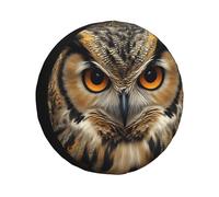 Housse de pneu de secours en forme de chouette avec fond marron - Étanche et anti-poussière - Ajustement universel pour remorque, camping-car, SUV, camion, camping-car - 40,6 cm