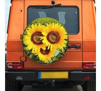 Housse de pneu de secours en forme de cœur de tournesol de 38,1 cm, résistante aux intempéries et à la poussière, ajustement universel pour camping-car, remorque, VUS, camion, camping-car