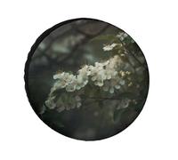 Housse de pneu de secours étanche - Motif fleurs blanches sur branche - Anti-poussière - Housses de roue de secours universelles pour remorque, VUS, camion, camping-car, voyage, 61 cm