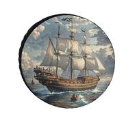 Housse de pneu de secours étanche - Protection de roue de bateau de pirate - Anti-poussière - Housses de roue de secours universelles pour remorque, VUS, camion, camping-car, voyage 26